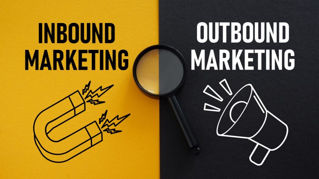 ilustracja zestawiająca inbound i outbound marketing